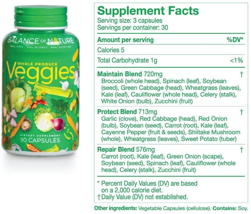 Balance Of Nature Fruit and Vegetable Supplements – 90 Fruits and 90 Veggies Capsules (3-Sets) – Green and Red Superfood, Better Than Multivitamins, No Fillers/Extracts, 100% Natural Whole Food