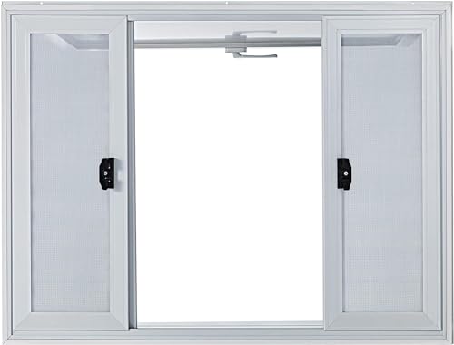 VEVOR Concession Window, 36 x 36 inch, Aluminum Alloy Food Truck Service Window with 4 Horizontal Sliding Screen Windows & Awning Door & Drag Hook, Serving Window for Food Trucks Concession Trailers