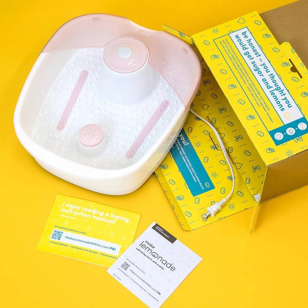 Foot Bath with Heat Maintenance Foot Massager with Bubbles at Home Portable Pedicure Foot Soak Pink (Heat Maintenance)