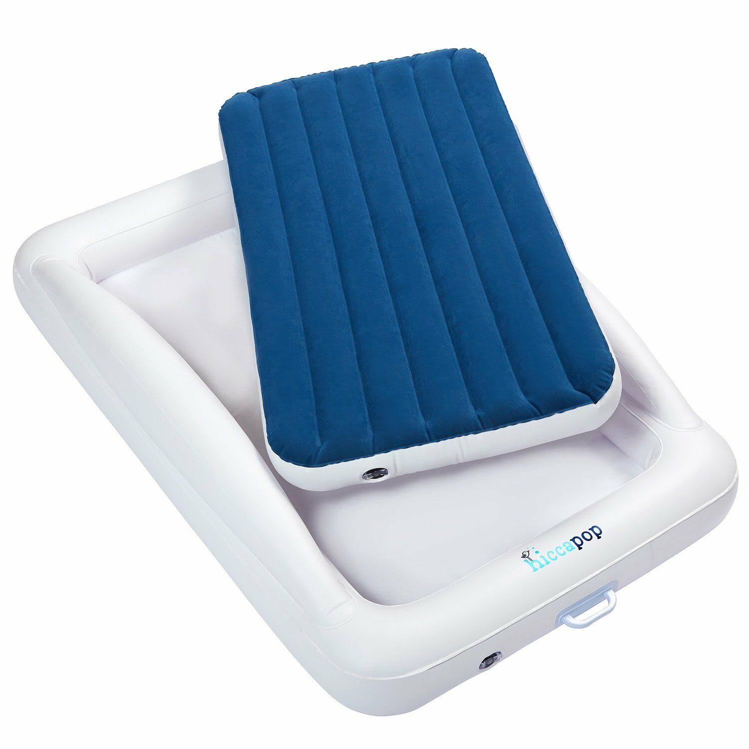 Hiccapop Inflatable Toddler Travel Bed with Safety Bumpers | Portable Blow Up Mattress for Kids |