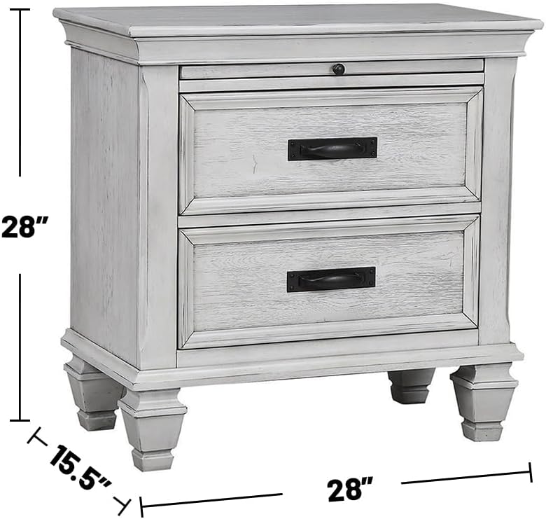 Coaster Franco Queen Bed 4-Piece Set, Distressed White