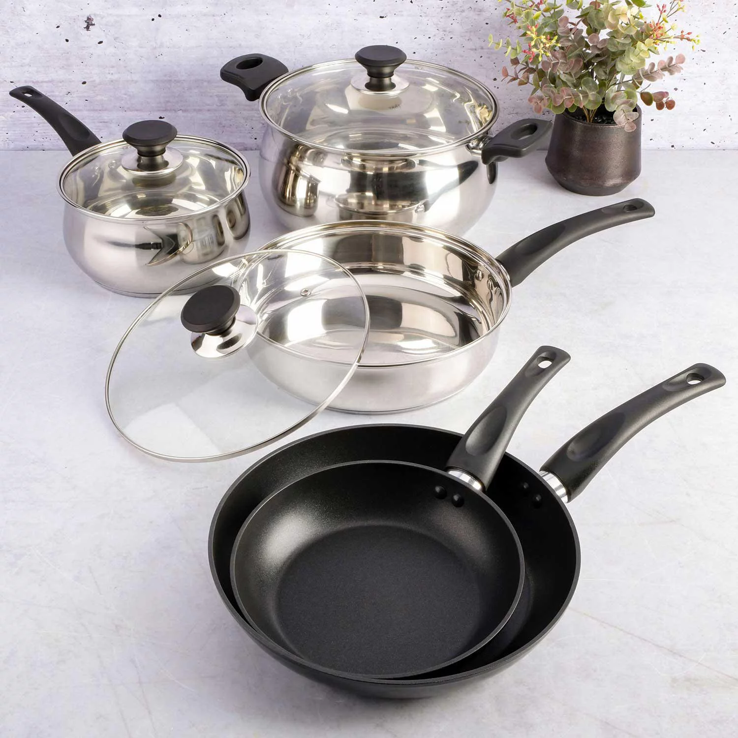Gibson Home 95-Piece Complete Kitchen in a Box Essential Combo Starter Kit - Black