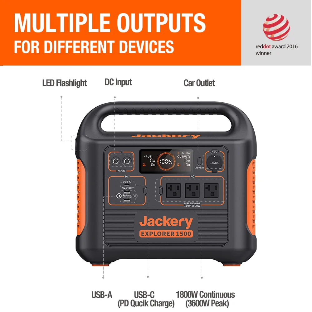 Jackery Solar Generator 1500 (includes (1) Explorer 1500 + (4) SolarSaga 100W)