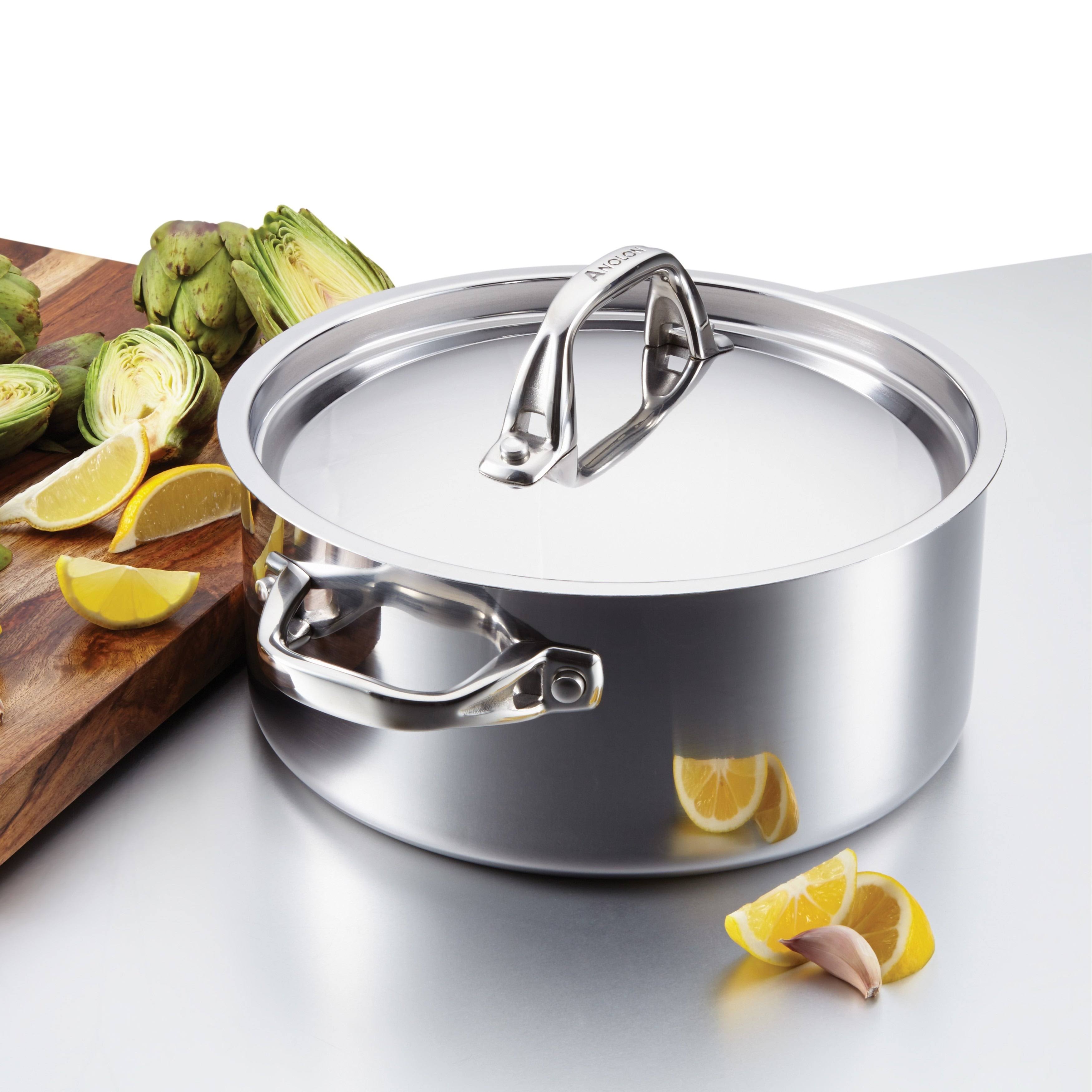 Anolon 5-Qt. Stainless Steel Tri-Ply Clad Covered Dutch Oven