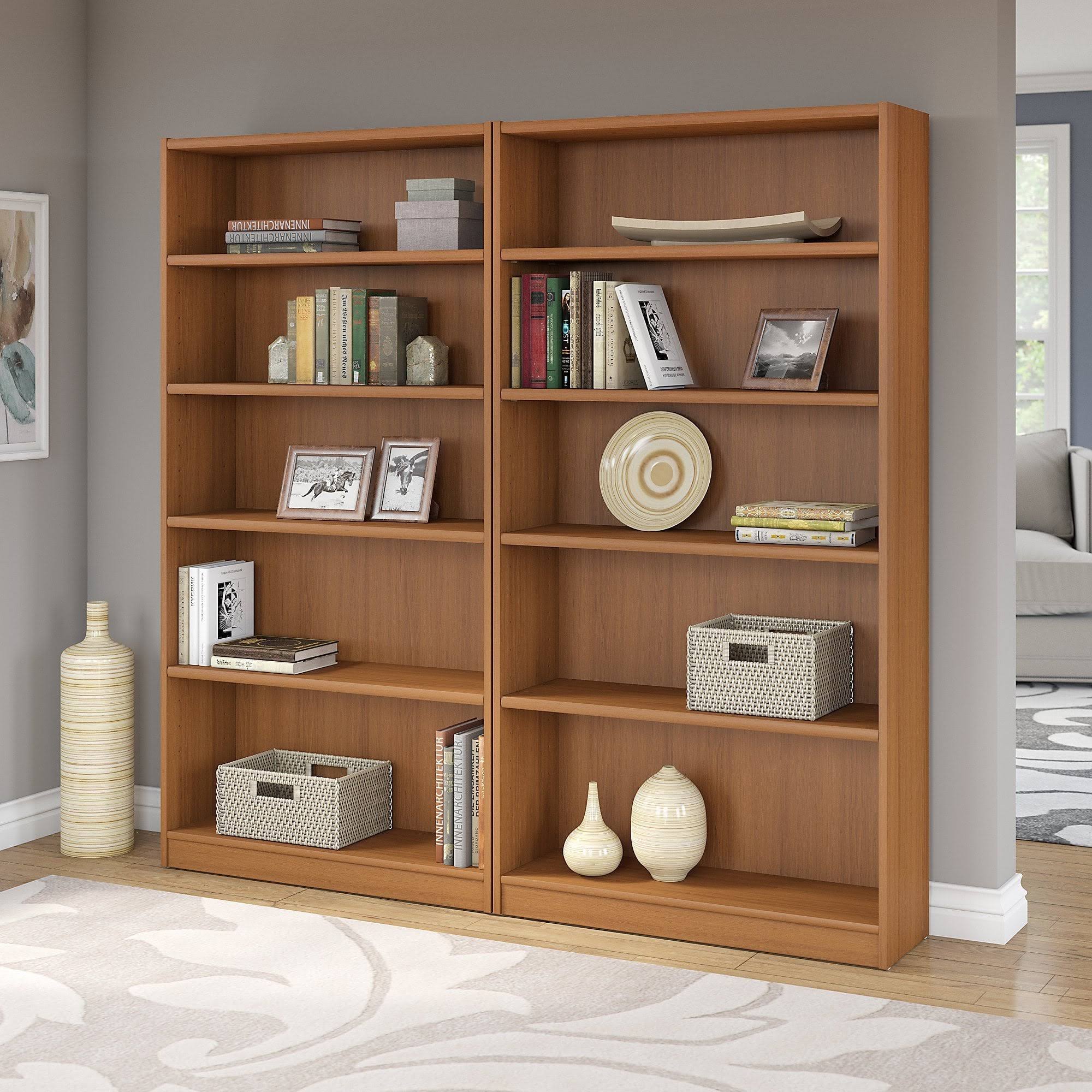 Bush Furniture Universal 5 Shelf Bookcase Set of 2