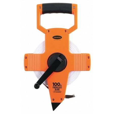 Keson 100 ft/30m Fiberglass SAE/Metric Engineers Long Tape Measure, Pumpkin - OTR-10M-100