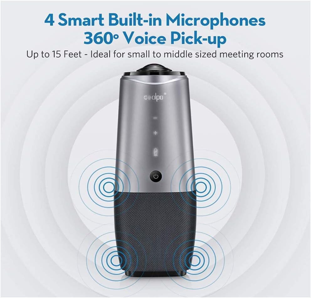 Video Conference Camera-4K Conference Camera with Microphone,360° View Conference Camera,AI-Sensor Facecapture Camera with 4 Microphone, All-in-One Conference Webcam for Zoom Skype Hangout Meeting