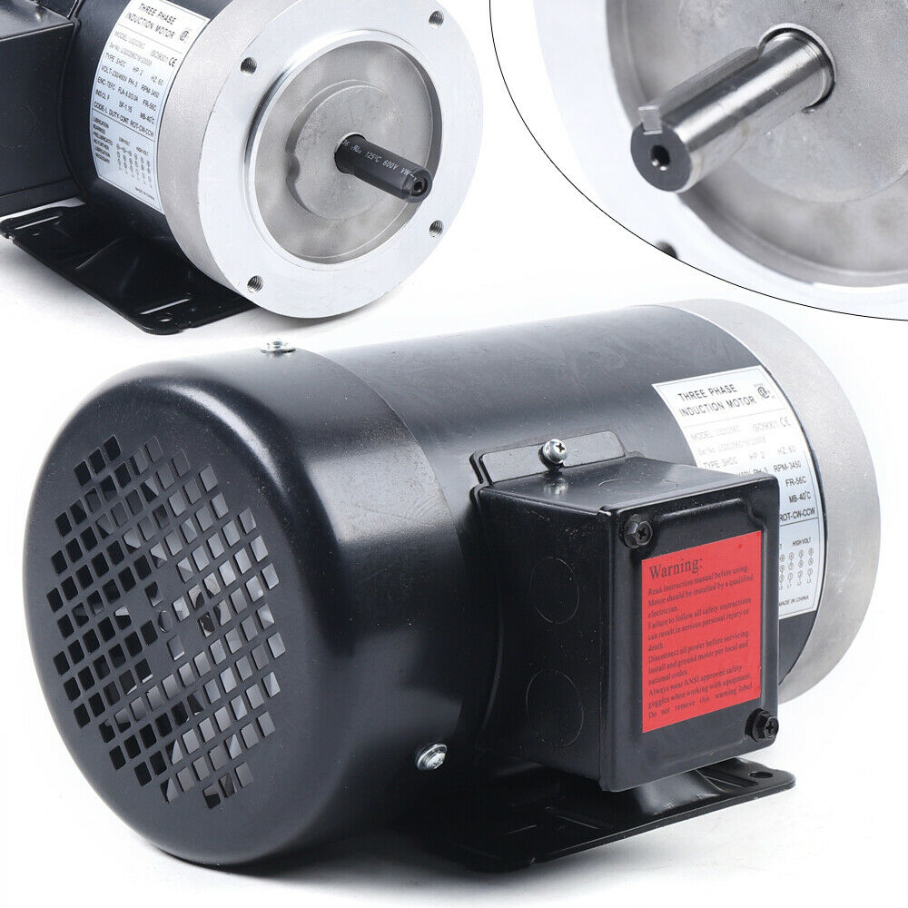 TFCFL 2HP Electric Motor 3 Phase Compressor 56C Frame 3450RPM TEFC 208-230/460Volt