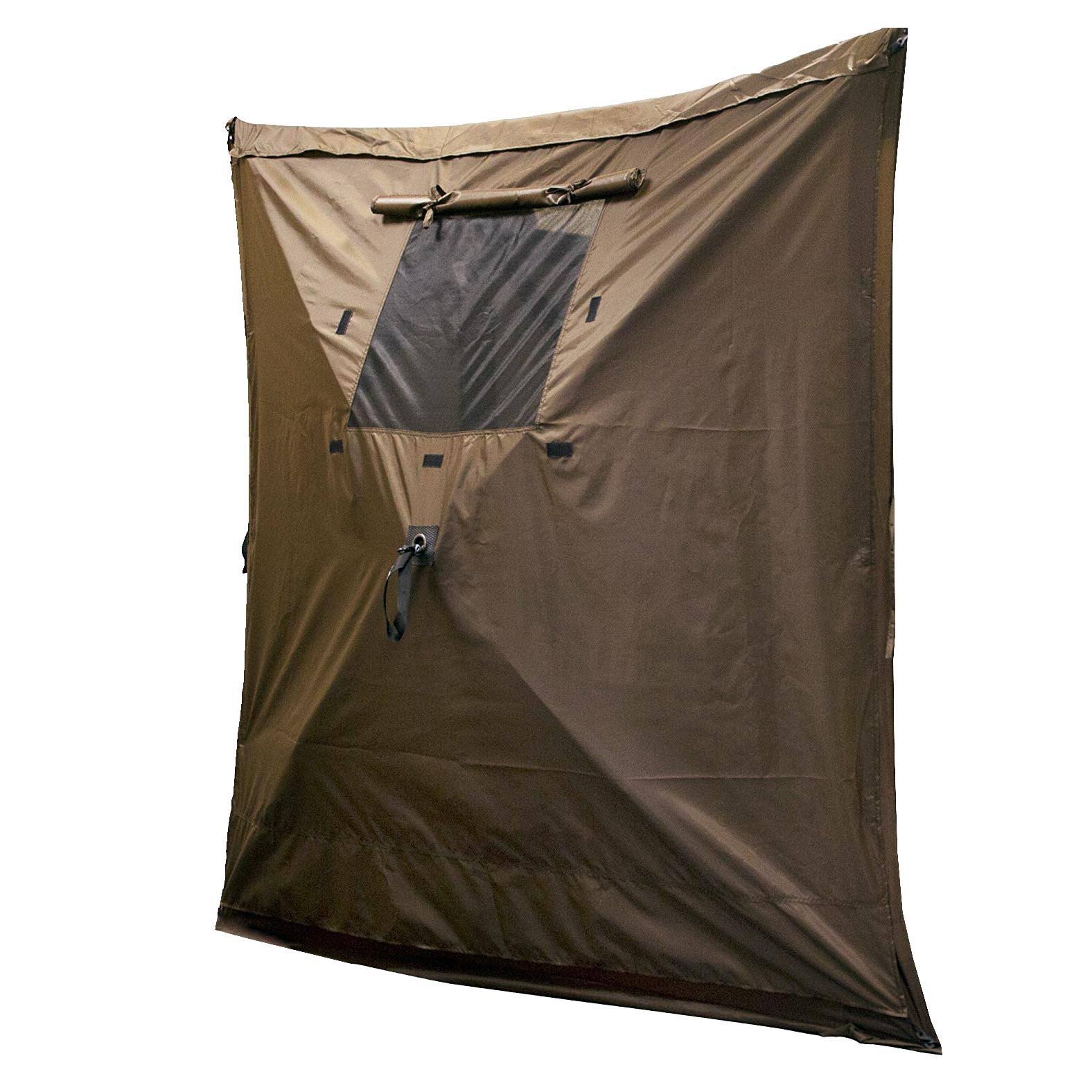 Clam PortableCanopy Shelter, Brown w/ Clam Quick Set Wind u0026 Sun Panels (6 Pack)