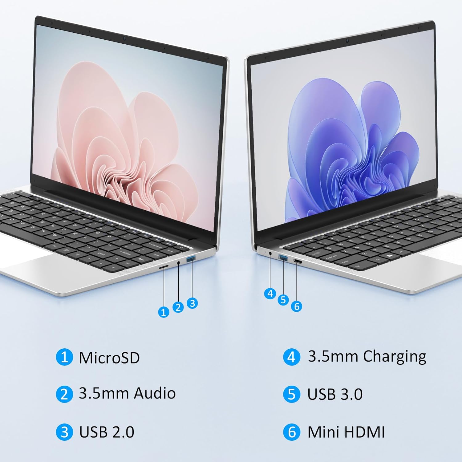 Windows Laptop Computer, 8GB DDR4 RAM, 512GB M.2 SATA SSD, 2-2.5 GHz Intel Celeron J4105 Processor, 14.1" FHD IPS LCD Screen, Mini HDMI, USB-A x2, MicroSD, Windows 11 Pro Traditional Laptop Computers