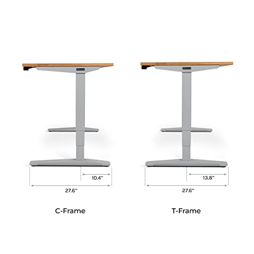 Uplift Desk Bamboo (48 x 30 inch) Standing Desk 2-Leg V2 Adjustable Stand Up C-Frame (Gray), Advanced Keypad, Wire Grommets, Wire Tray, Rocker Board