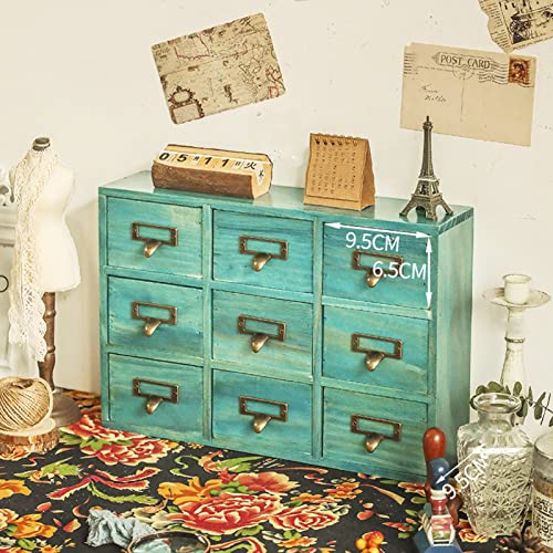Household goods Traditional Solid Wood Small Chinese Medicine Cabinet，Vintage Great Storage Apothecary Drawer Herbal Dresser, NO A Sea Blue