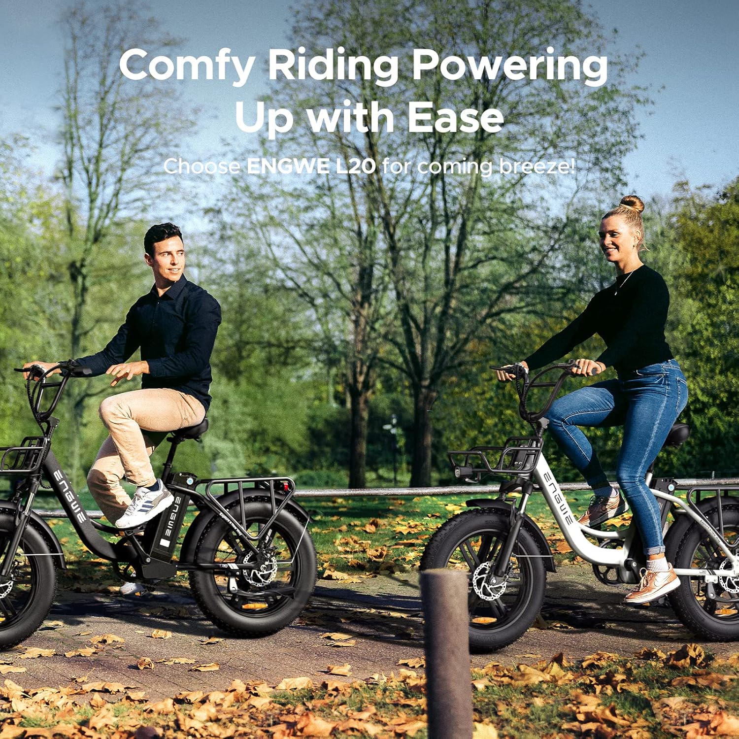 ENGWE L20 960W(Peak) Motor Electric Bike for Adults Women, 20 * 4.0" Fat Tire Step-Thru Ebike, 48V13Ah 87Miles Long Range 24MPH Urban Commuter Off-Road Adventures,7-Speed Gear Front Suspension(Black)