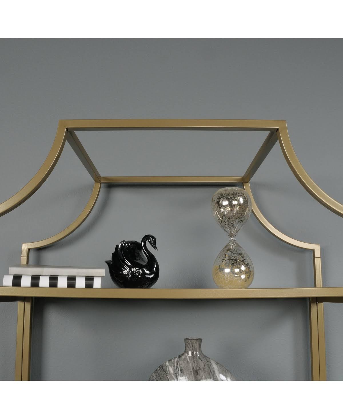 Sauder International Lux 5 Shelf Bookcase, Satin Gold