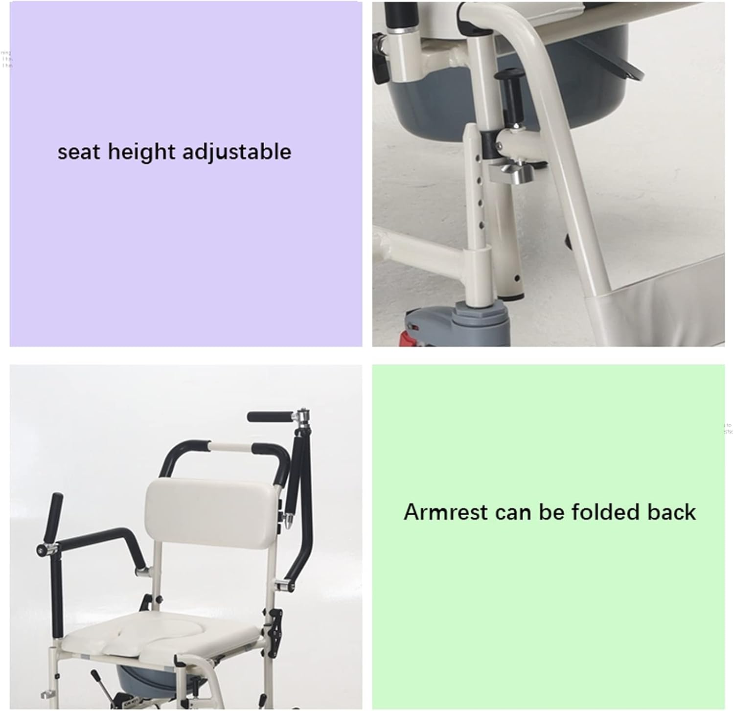 Bedside Toilet, Rolling Shower Wheelchair, Elderly Patient Transfer Chair, Suitable for Nursing Homes, Hospitals