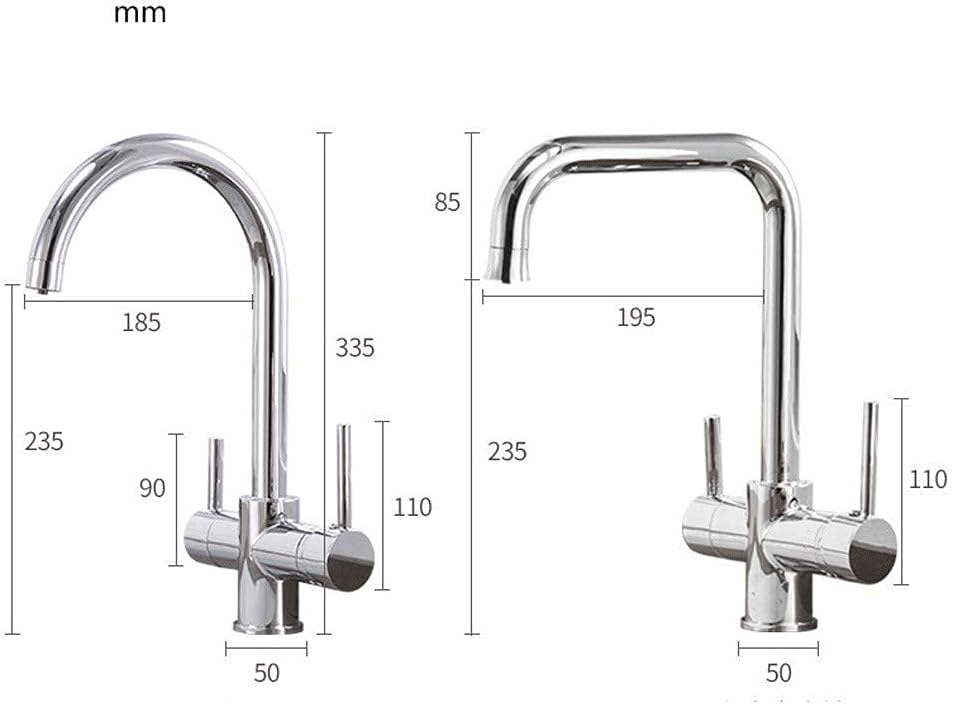 Kitchen Sink Taps, Water-Tap Modern Taps,3 Way Water Filter Taps Kitchen Sink Mixer Tap Pure Drinkifaucet Dual Lever 360° Rotatable Stand 3-Way Kitchen Faucet for Water Filter