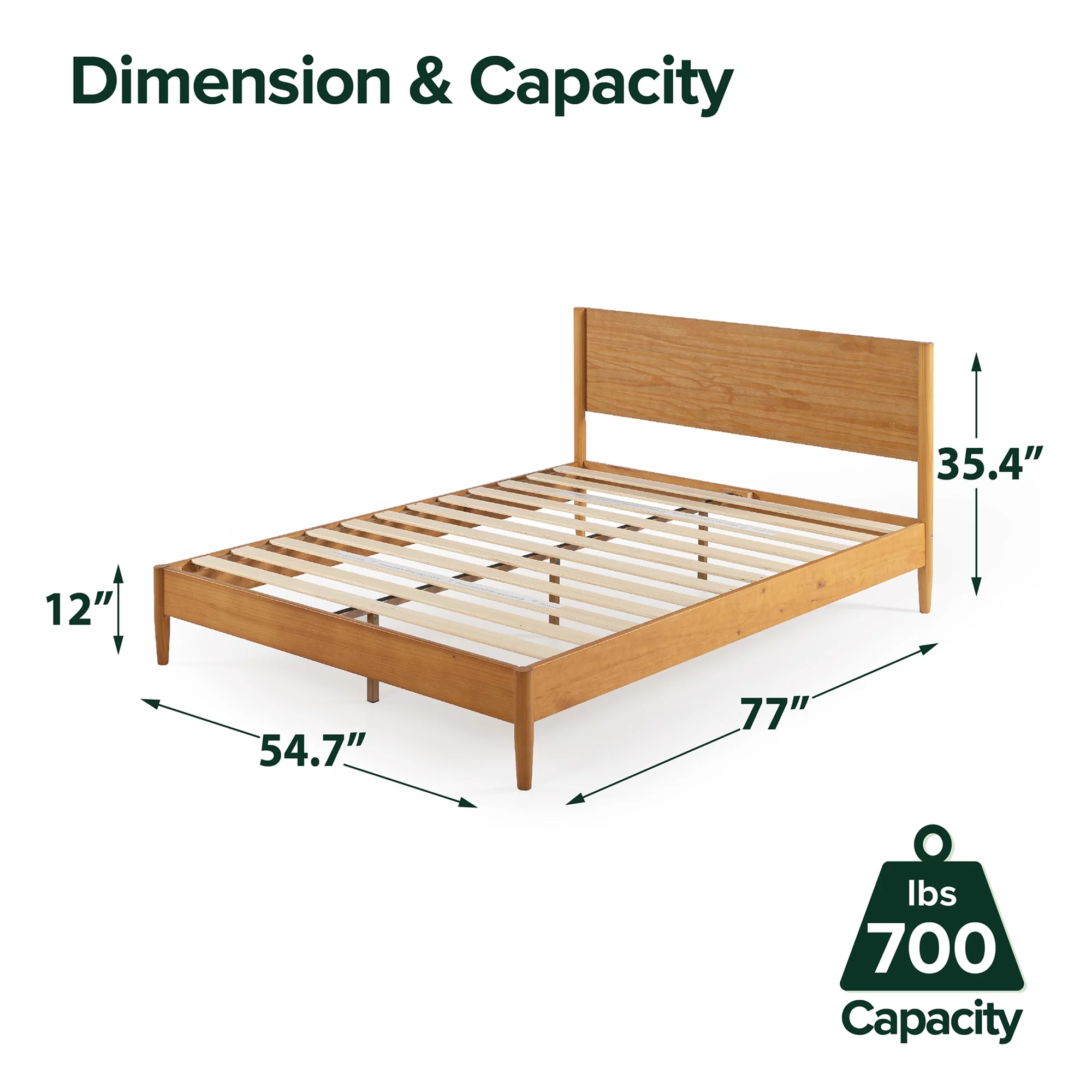 Zinus Allen 35" Mid Century Wood Platform Bed Frame, Full