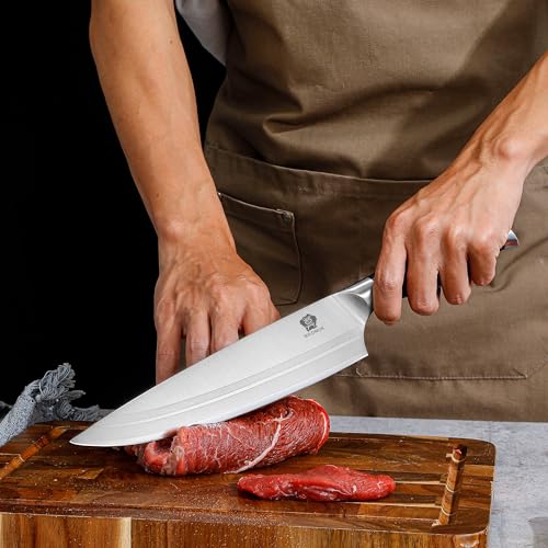 WILDMOK Kitchen Knife Block Set, 17-piece Knife Set with Wooden Block German Steel Kitchen Knives Sets with Bone Chopper, Gift Box