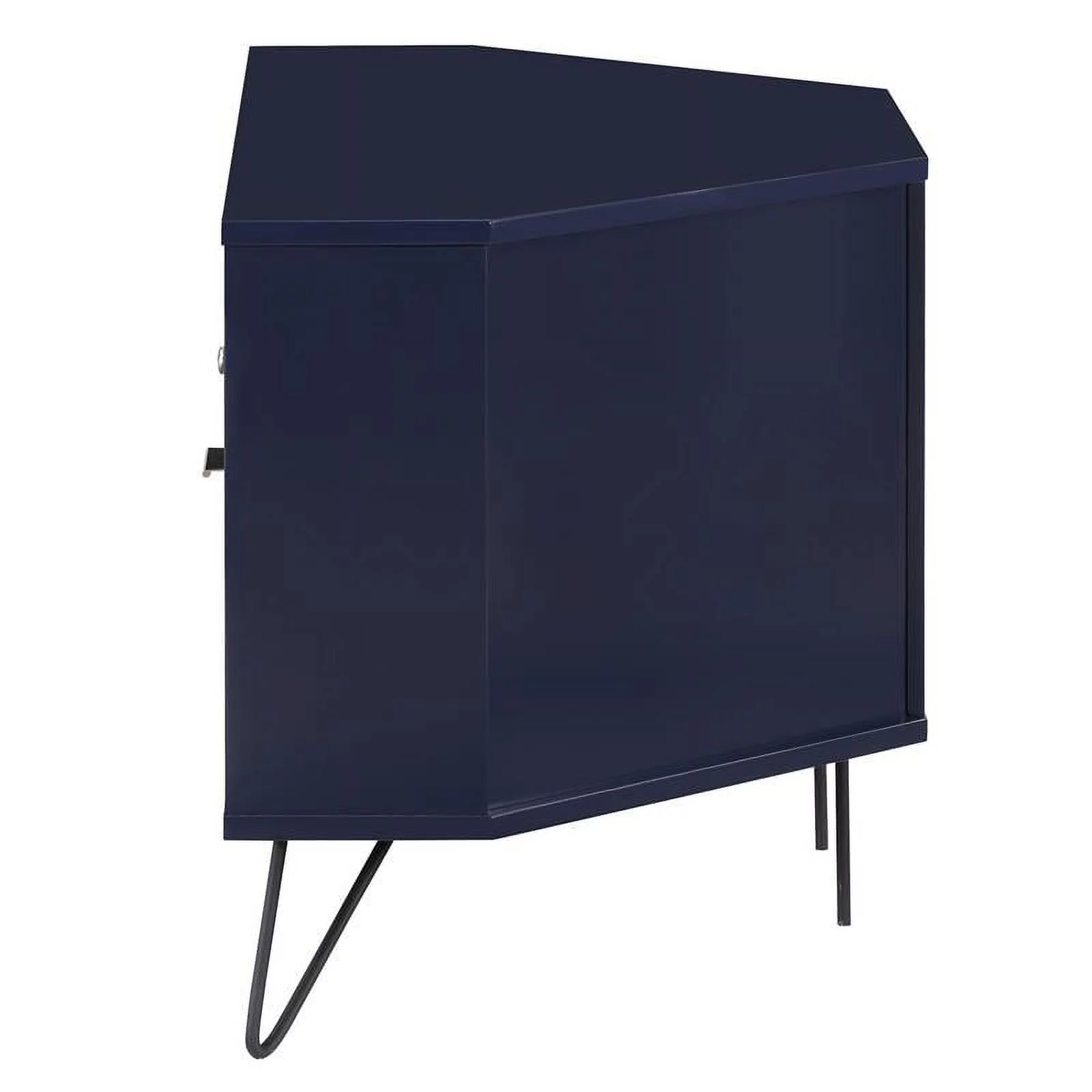 Bowery Hill Modern Wood Multi-Storage Corner TV Stand in Navy