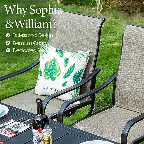 Sophia & William Patio set with Umbrella 8 Pieces Outdoor Dining Set for 6 with 13ft Double-Sided Patio Umbrella Beige, 6 x Swivel Patio Chairs, 1 Metal Table for Lawn Garden