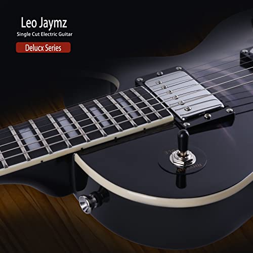 Leo Jaymz 24.75" Single Cut Curved Top Electric Guitar - with Cool Skull Graphic Design on Top (Skull)