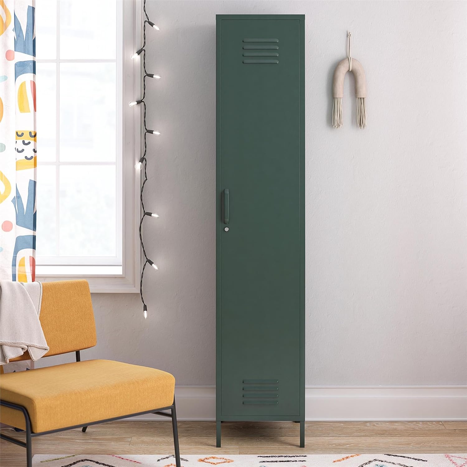 Novogratz Cache 1-Door Tall Single Metal Locker Style Storage Cabinet, Hunter Green