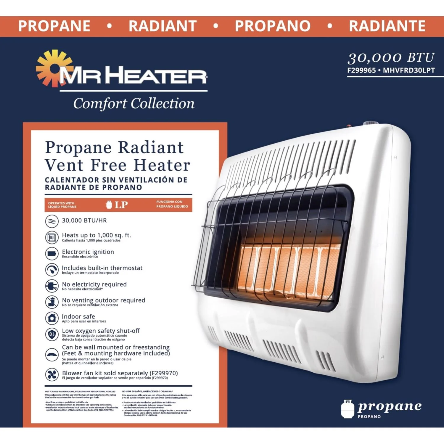 Mr. Heater Comfort Collection 30000 Btu/h 1000 sq ft Radiant Propane Heater