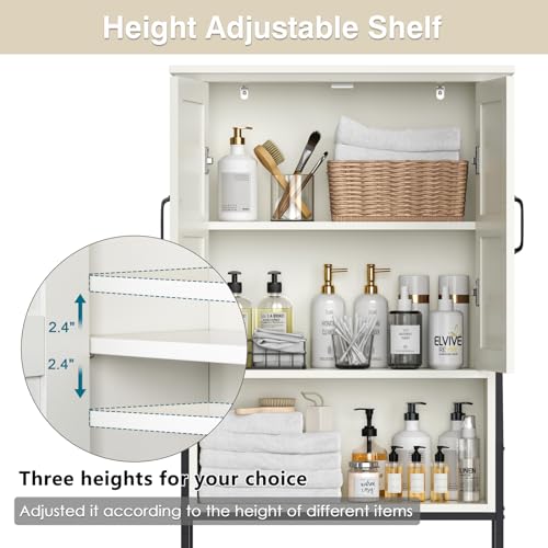 Over The Toilet Storage Cabinet, Over Toilet Bathroom Organizer with Barn Doors Above Toilet Storage Cabinet Spacesaver Rack Behind Toilet Bathroom Organizer Over The Toilet Storage (Gray)