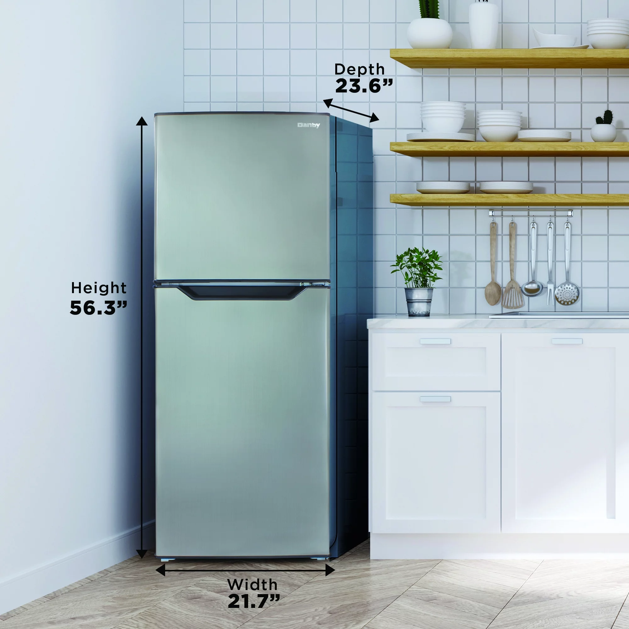 Danby 7.0 Cu. Ft. Frost Free Top Freezer Refrigerator in Stainless