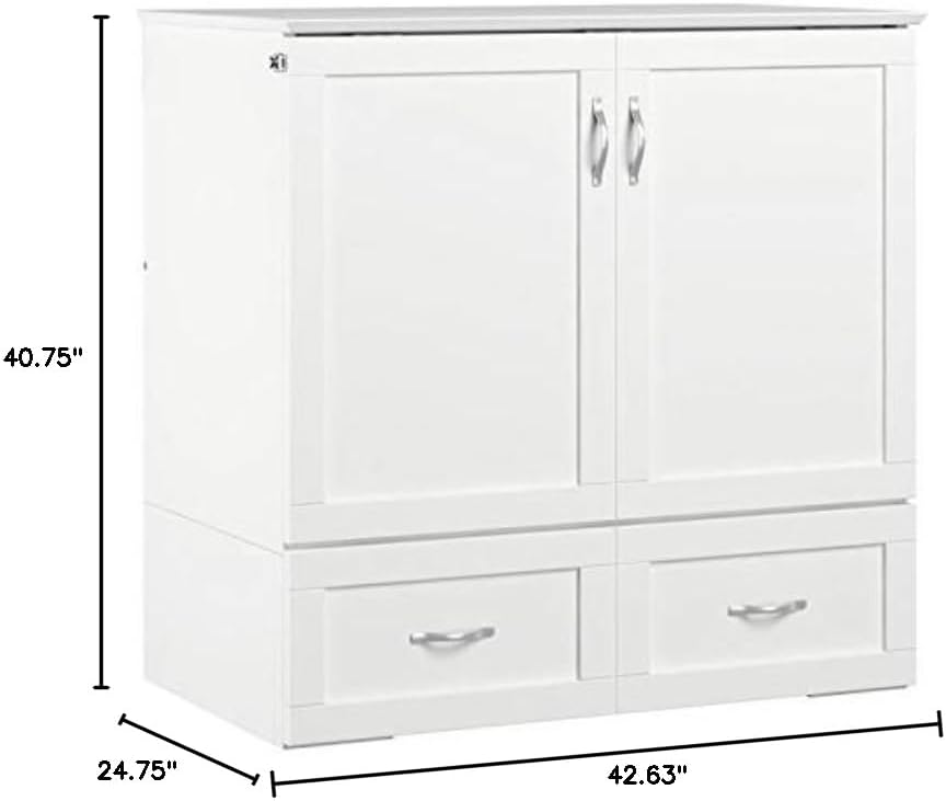 BOWERY HILL Twin XL Size Murphy Bed in Wood, with Storage and Charging station in White, No Box Spring Needed, Easy Assembly, Up to weight capacity