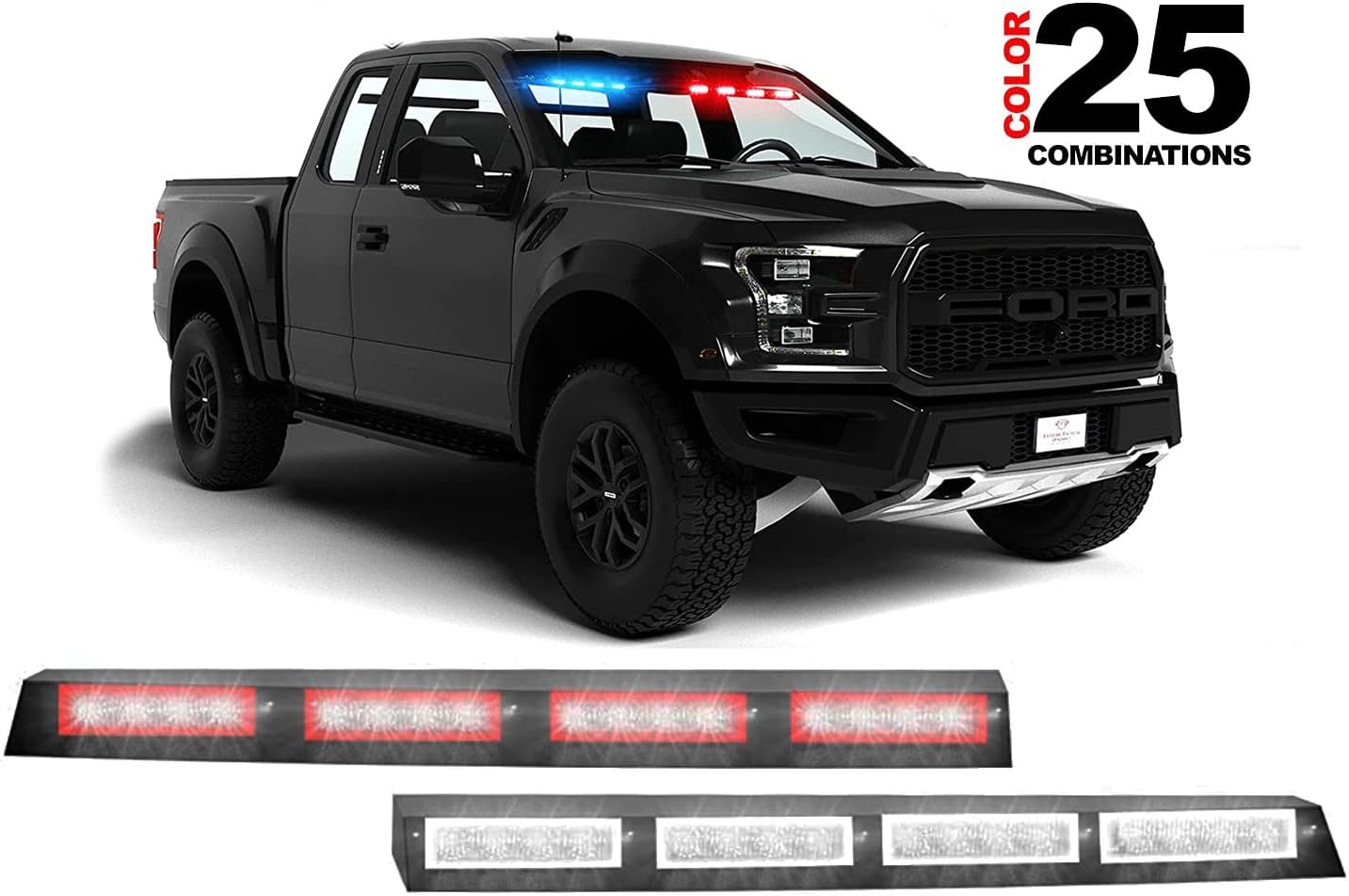 Extreme Tactical Dynamics Elemental 40 Visor Light LED Strobe Visor Light Interior Windshield Light Bar Split Mount Emergency Lights - Blue/White