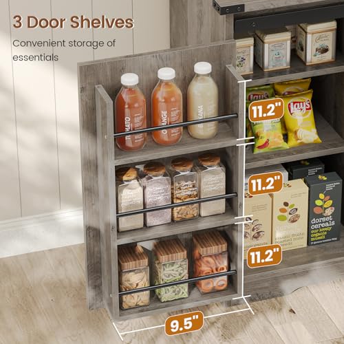 Kitchen Pantry Cabinet, Farmhouse Kitchen Cabinet with Drawer, Sliding Barn Doors Storage Cabinets with Adjustable Shelves for Dining Room, White