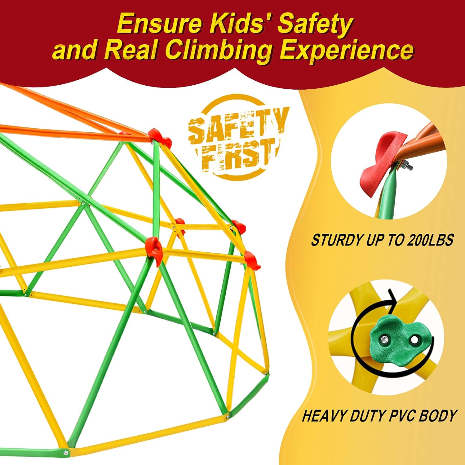 Climbing Dome Upgraded 10FT Climber for Kid 3-10 Jungle Gym Monkey Bar Backyard Geometric Outdoor Play Equipment Toddler Outside Toy