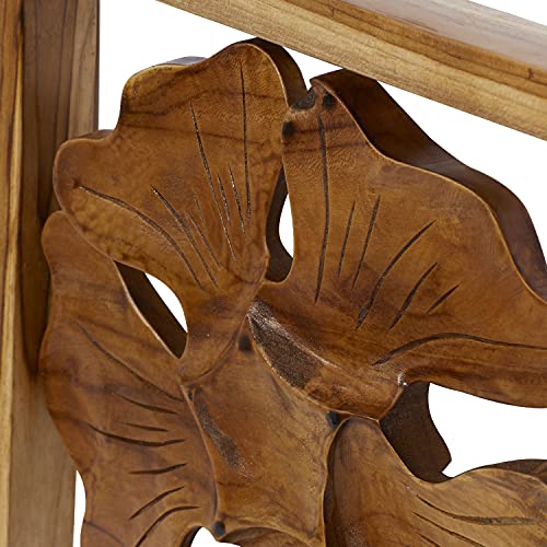 Deco 79 Teak Wood Abstract Handmade Home Wall Decor Live Edge Wood Slab Wall Sculpture, Set of 6 Wall Art 14" W, 16" H, Brown