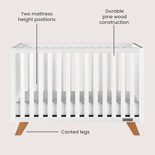 Child Craft SOHO Crib, 3-Drawer Dresser with Changing Table Topper, Chest, Nightstand, 4-Piece Nursery Set (Dusty Heather)