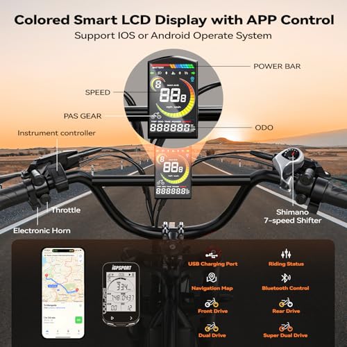 Electric Bike for Adults, 2000W/3000W Peak Single/Double Motor with 48V/52V 25AH/30AH Battery, 20"x4.0" Fat Tires 35MPH/37MPH Ebike, Dual Hydraulic Disc Brake Full Suspension Electric Bicycle