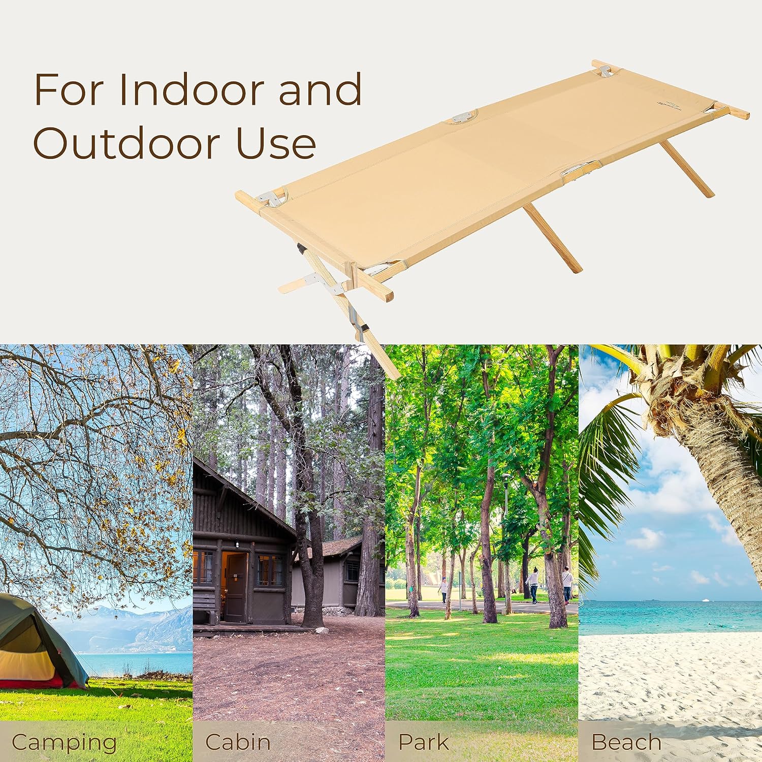 BYER OF MAINE - Maine Heritage Cot, Folding Camping Cot, 375 lbs Capacity