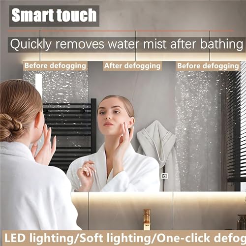 Bathroom Vanity - Bathroom Vanity with Sink Modern Freestanding Bathroom Vanity Set with Smart LED Makeup Heated Defogger Mirror Large Storage Capacity(44")