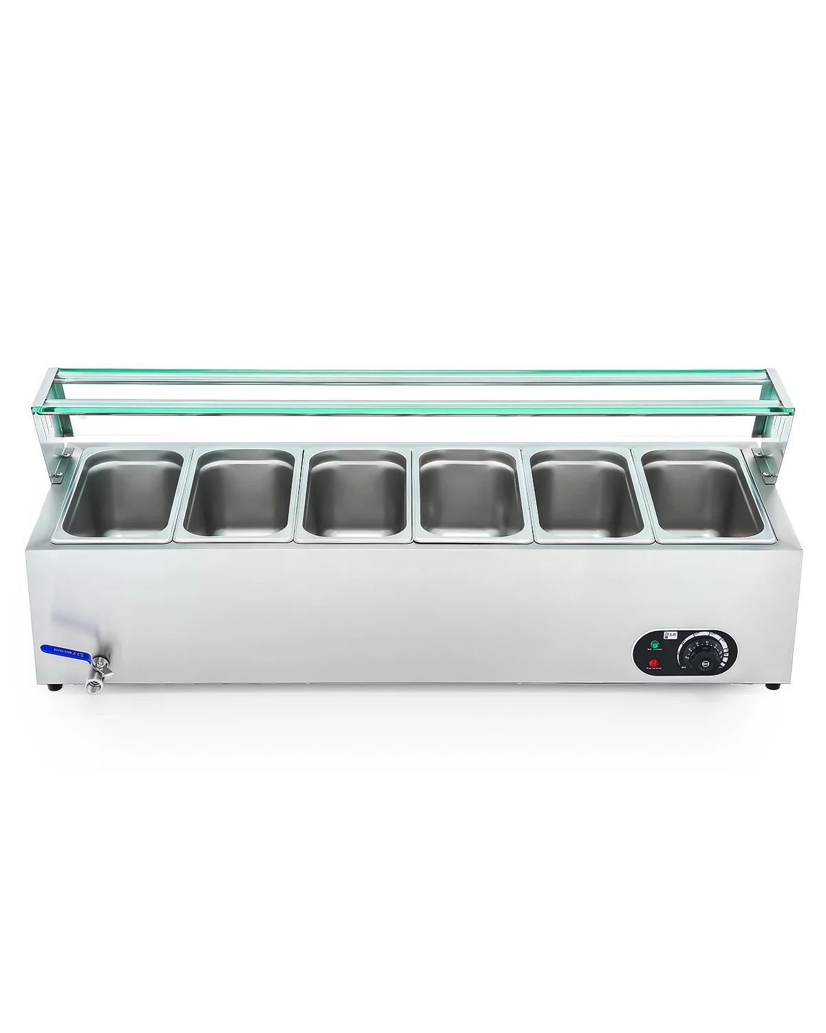 Wilprep Commercial Food Warmer 1200W Bain Marie Food Warmer with 6 Stainless Steel Pans