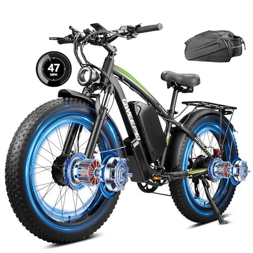 Dual Motor Ebike,37MPH Fast Electric Bike Peak 3000W/5000W 23AH Ebike for Adults UL Certified Battery Commuting Electric Bicycle 87 Miles Long Range 7-Speed 26" Fat Tire Full Suspension E Bike