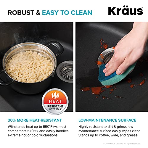 KRAUS Forteza™ 33” Dual Mount Single Bowl Granite Kitchen Sink in Black, KGD-54BLACK