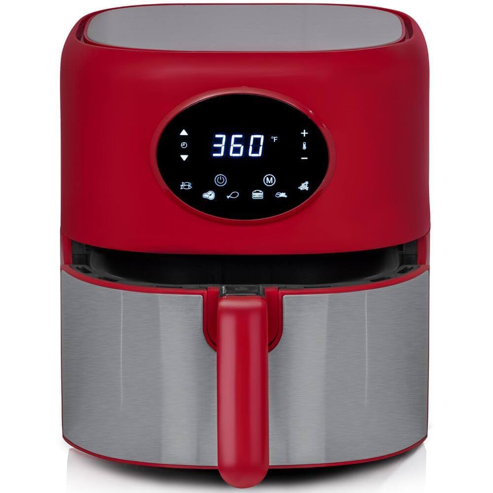 Deco Chef 3.7qt Digital Air Fryer with 6 Cooking Presets, Dishwasher Safe Basket, Red AF01RED