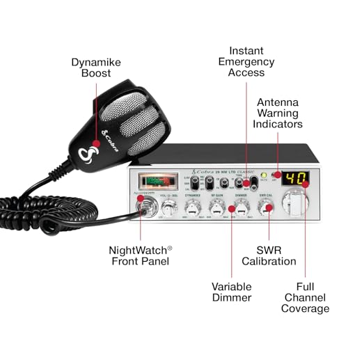 Cobra 29LX AM Professional CB Radio - Emergency Radio, Travel Essentials, NOAA Weather Channels and Emergency Alert System, Selectable 4-Color LCD, Auto-Scan and Radio Check, Black