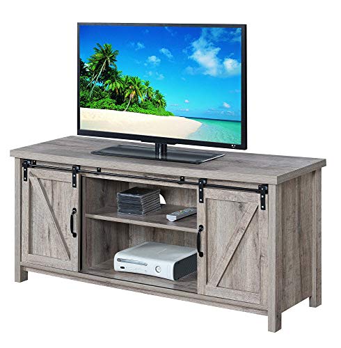 Convenience Concepts Blake Barn Door TV Stand with Shelves and Sliding Cabinets for TVs up to 60 Inches, Barnwood