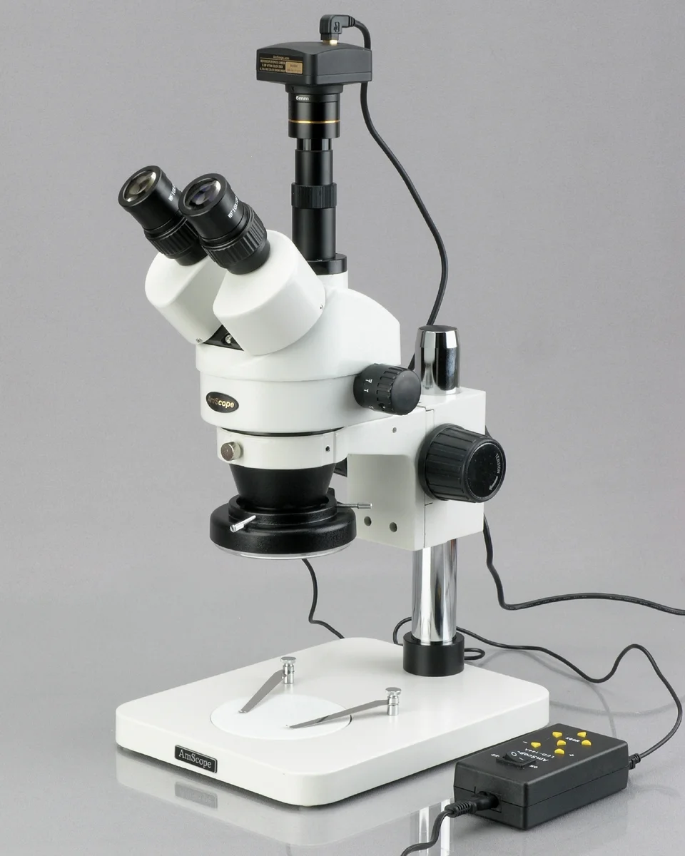 AmScope 3.5X-90X Zoom Stereo Microscope w 4-Zone 144-LED Light + 10MP Digital USB Camera New