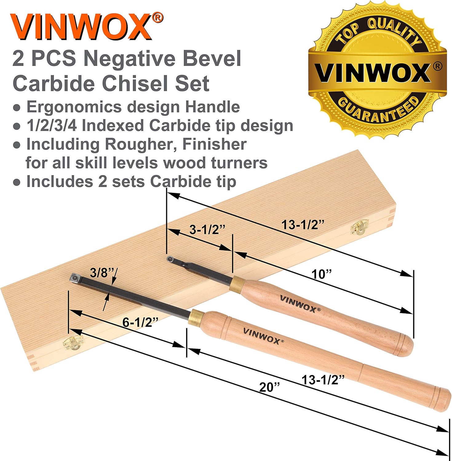 VINWOX 3 PCS Carbide Wood Lathe Turning Tool Set, Carbide Lathe Turning Tool, Carbide Turning Tool, Including Rougher, Finisher, Detailer, Pen Turning tool, Pen Making