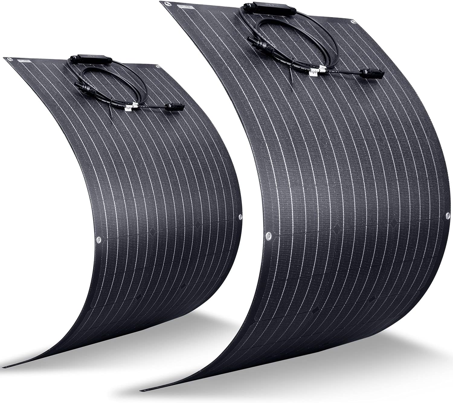 AUECOOR ETFE Monocrystalline Flexible Solar Panel 100W 12V Off-Grid for RV Boat Cabin Van Car Uneven Surfaces Bendable