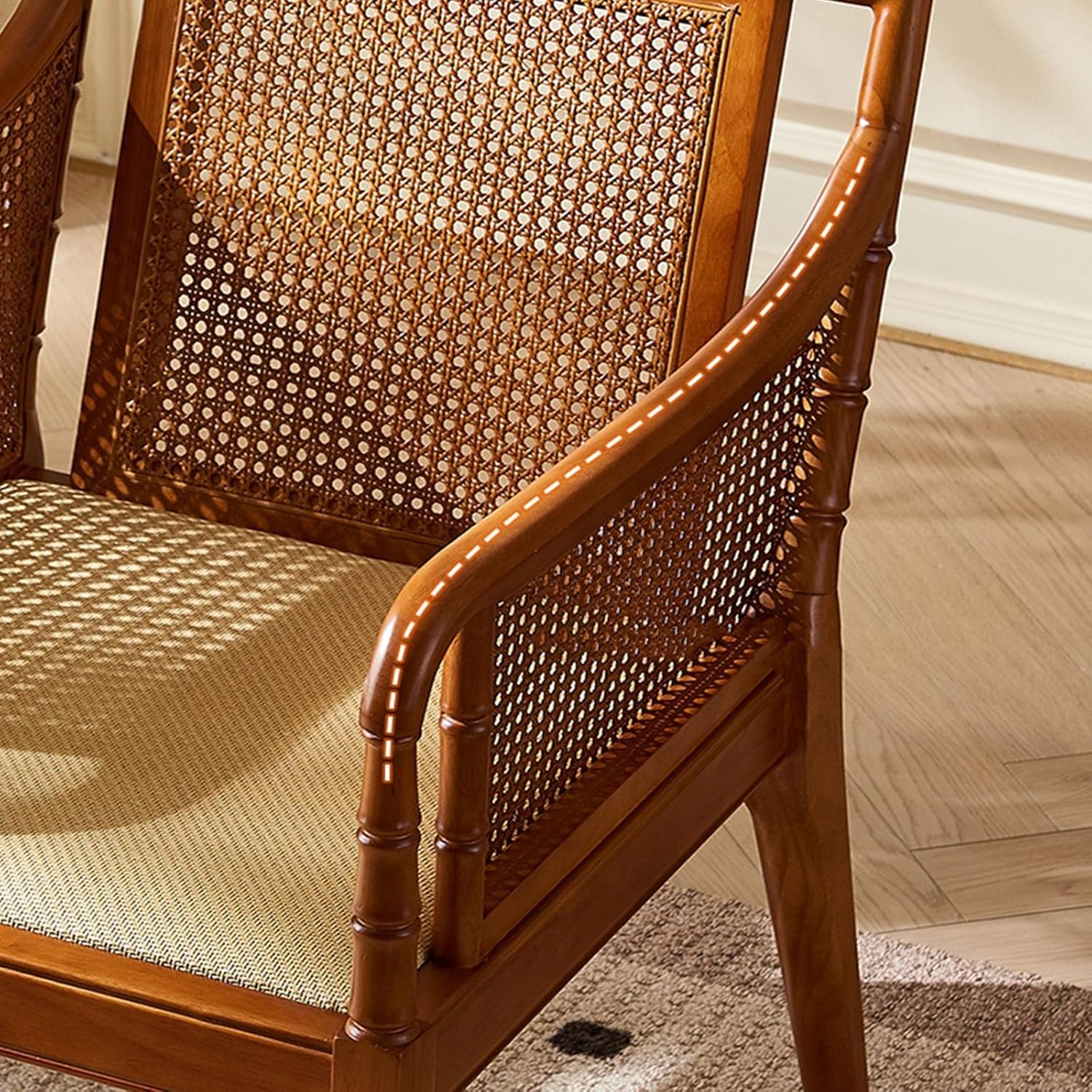 Wicker Chairs Vintage Rattan Chair, Rattan Leisure Chair, Rattan Dining Chair, Ideal for Balcony, Living Room, and Master Bedroom Rattan Chair