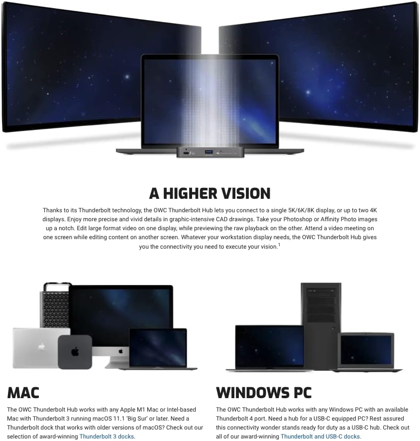 OWC Thunderbolt Hub, 5 Port, Compatible with M1 Macs, Thunderbolt 3 Equipped Macs, and Thunderbolt 4 PCs, (OWCTB4HUB5P)
