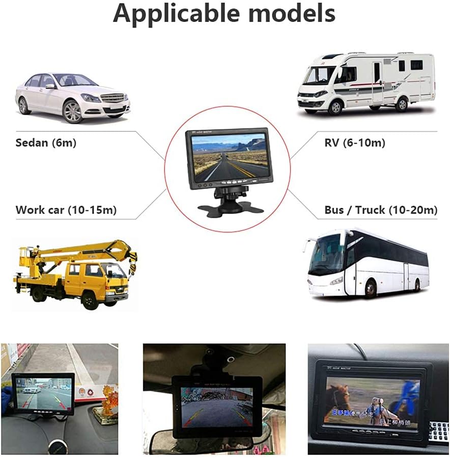 HD Backup Camera Kit 7 Inch LCD Rear View Camera Monitor, P67 Waterproof Night Vision, Easy Installation Back up Rearview Cam for Trucks, RVs, Trailers, Bus, Harveste, Pickup, Motor Home, Van ect.